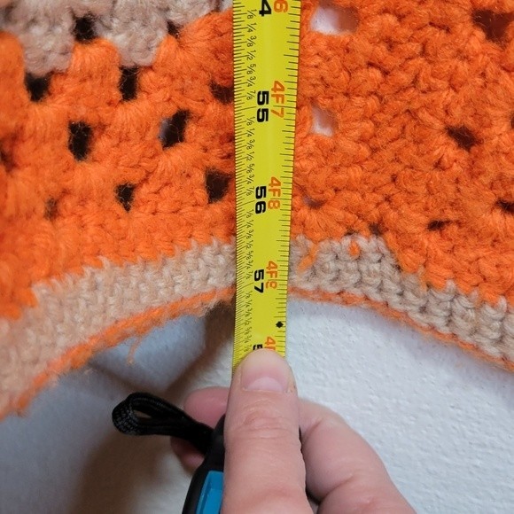 Handmade Orange/White/Grey Granny Square Afghan 51 X 57 - Picture 4 of 4